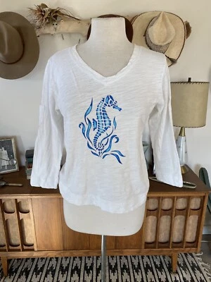 Women's USA Fresh Produce White Three Quarter Sleeve Top Arm Pocket Small - Image 1 of 4