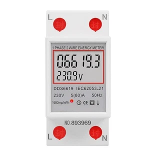 Einphasiger Hutschienen-Energiezähler mit LCD-Anzeige für Spannung und Strom - Picture 1 of 8