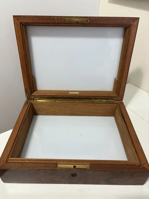 Vintage Alfred Dunhill Zigarren Humidor Schreibtisch Box Milchglas ohne Schlüssel - Bild 1 von 4