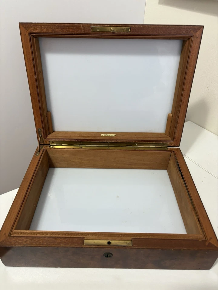 Vintage Alfred Dunhill Zigarren Humidor Schreibtisch Box Milchglas ohne Schlüssel - Bild 1 von 4