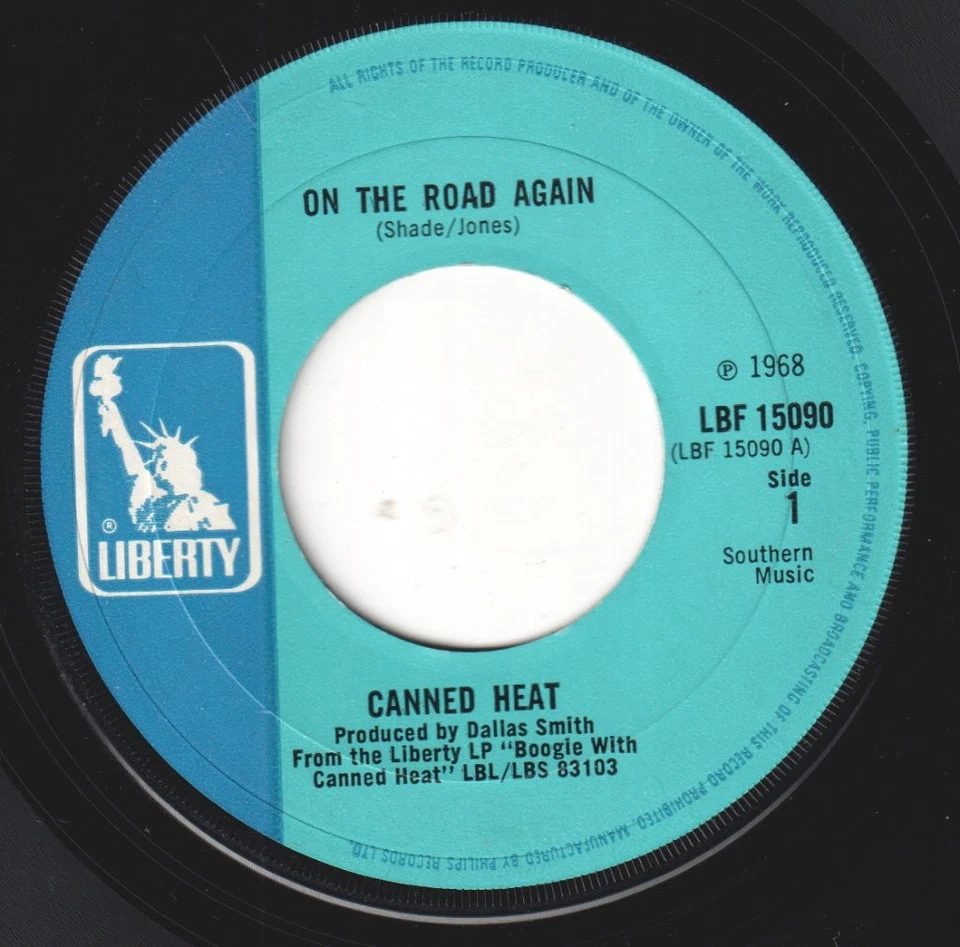 Canned Heat On the Road Again 7" vinyl UK Liberty 1968 Large centre label design - Image 1 of 2