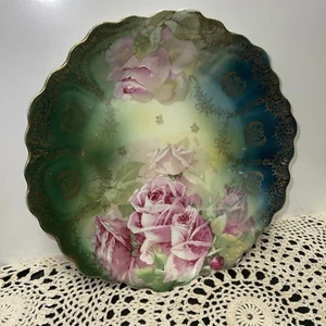 1910 Z.S. & Co. Bavaria Grün Rosa Rose Deko Schrank Porzellan 10" Gold - Bild 1 von 7