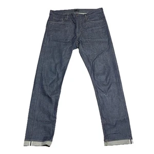 Jeans Uniqlo Para Hombres 34x30.5 Azul Kaihara Ribete Japonés Denim Ajustado Pierna Recta - Imagen 1 de 14