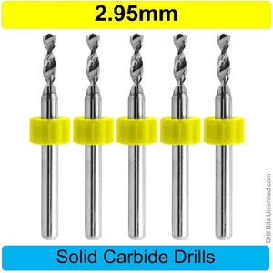 2.95mm .116" Carbide Drill Bits 1/8" Shank FIVE Pieces Solid Carbide R/S - Picture 1 of 4