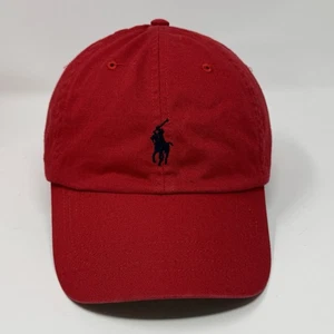 Polo Ralph Lauren Sombrero Correa de Cuero Rojo con Poni Azul Marino Informal Algodón Papá - Imagen 1 de 14