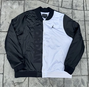Nike Air Jordan Button Up Embroidered Bomber Satin Jacket Size Large 11 Concord - Picture 1 of 5