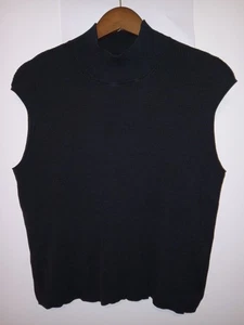 Coldwater Creek Womens Size XL Sleeveless Mockneck Top Black Silk - Picture 1 of 3