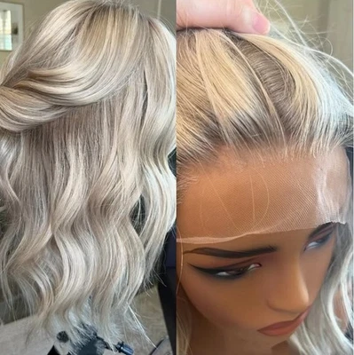 White Platinum Blonde 13x4 Lace Front Wigs 100% Human Hair Wigs for Women - Image 1 of 4