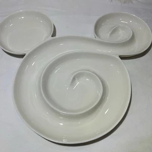 Disney Parks Mickey Mouse White Swirl Shape Appetizer or Snacks Dish Plate - Picture 1 of 5