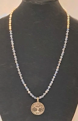 NUEVO CON ETIQUETAS Collar Colgante Árbol de la Vida Peyote Pájaro Sodalita y Cuentas de Sándalo 28" Foto 1 de 4