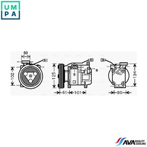 COMPRESSOR AIR CONDITIONING MZAK207 FOR MAZDA ZJ07/ZJ30/ZJ32 1.3L Z627 1.6L - Picture 1 of 9