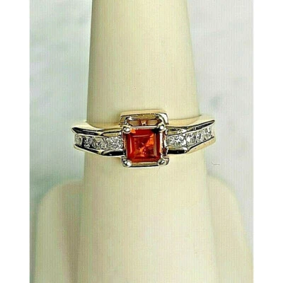 КОЛЬЦО ИЗ ЖЕЛТОГО ЗОЛОТА 14 КАРАТ С ГРАНАТОМ И БРИЛЛИАНТАМИ SPESSARTINE РАЗМЕР 6 SKY - Изображение 1 из 4