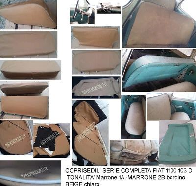 FIAT 1100 103 D COPRISEDILI SERIE COMPLETA MARRONE 1A e MARRONE 2B brd BEIGE CHI Foto 1 de 4