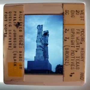 Henry Moore Upright Motives 1, 2, 7 Sculpture, Fort Worth, TX 35mm Glass Slide - Picture 1 of 4