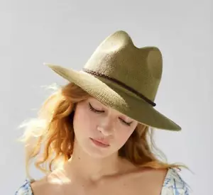 Cappello Urban Outfitters Lane Nubby Panama a tesa larga verde O/S Sun Safari nuovo con etichette P$35 - Foto 1 di 6