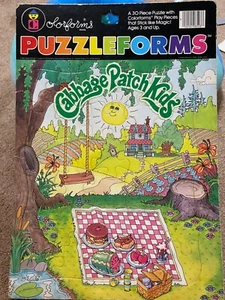 1983 Colorforms PuzzleForms Cabbage Patch Kids picnic scene Tray 30 piece Puzzle - Picture 1 of 11