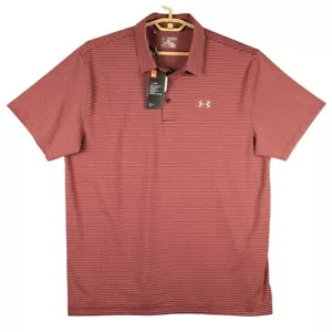 Under Armour gestreiftes Golf Poloshirt HeatGear Performance sportlich rot Größe 2XL - Bild 1 von 8