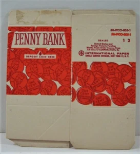 Caja de cartón de leche vintage Penny Bank 1/2 pinta con ranura de depósito stock de tienda antigua - Imagen 1 de 2
