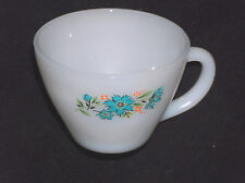 VTG Fire King Replacement Single Sided Blue Floral Milk Glass Coffee Cup #32 USA