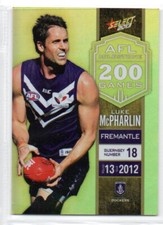 2013 AFL SELECT MILESTONE (200 GAMES) CARD - MG23 Luke McPHARLIN (FREMANTLE)