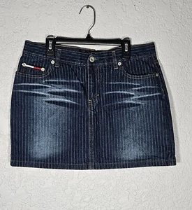 tommy jeans vintage pinstripe denim skirt Luy - Luy Size 9 100% Cotton - Picture 1 of 8