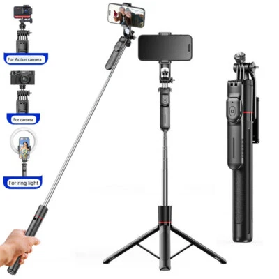 67" Selfie Stick Tripod with Bluetooth Remote Portable for iPhone Android Phones - Image 1 of 4