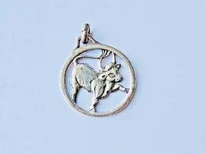 Grand Pendentif / Médaille Taureau en Argent Massif - Zodiaque - Picture 1 of 2