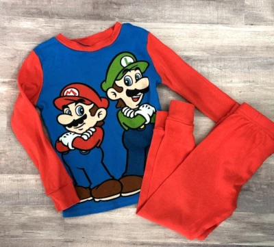 Nintendo Super Mario  Size 4 Blue & Red 2 Piece Pajama Set - Image 1 of 2