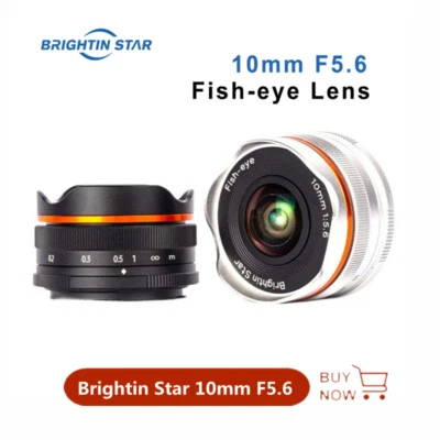 Brightin Star 10mm F5.6 Fisheye Lens Focus for Canon EOS M Sony Fuji M4/3 Nikon  - Image 1 of 4