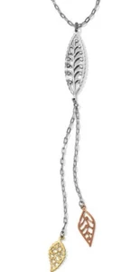 NWT Brighton BARBADOS LEAVES Y Long Necklace Silver Gold Rose Gold MSRP $68 - Picture 1 of 3