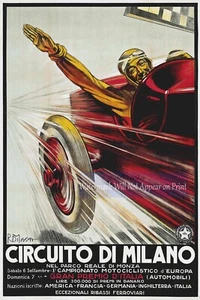 Grand Prix Formel 1 Mailand Italien Autorennen Vintage Wandkunst Posterdruck - Bild 1 von 10