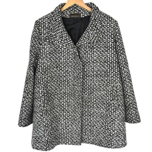 Abrigo Maggie T Cuadros Boucle Talla 16 Poliéster Mezcla Lana Bolsillos Abotonados - Imagen 1 de 7