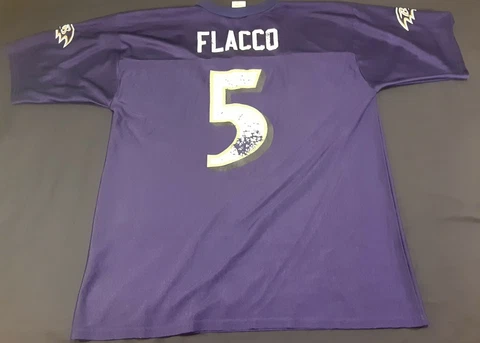 Joe Flacco Jersey Baltimore Ravens Sz Large Mens Football NFL Apparel Purple #5 Cover