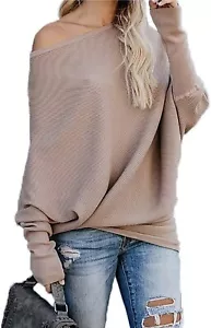 Women Batwing Long Sleeve Pullover Sweaters Casual Knit Jumper Top Size: XL - Picture 1 of 4