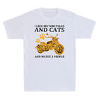 I Like Motorcycles And Cats And Maybe 3 People Tee Funny Cat Lover Men&#39;s T-Shirt