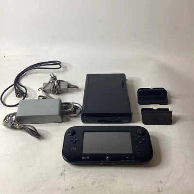 Nintendo Wii U Gaming System 32GB Console + Gamepad Bundle Matte BLACK - Image 1 of 4