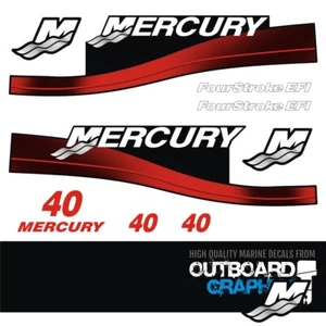 Kit de calcomanías/pegatinas fueraborda Mercury 40hp cuatro tiempos EFI - Imagen 1 de 1