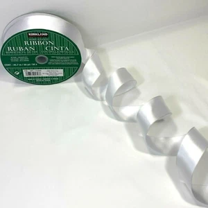 Kirkland Wire Edged WHITE SATIN Ribbon 50 Yards Christmas Wreath Bows Gifts 1.5" - Picture 1 of 12