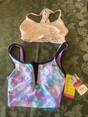 Sujetador ZX SPORT (púrpura/azul) y sujetador tipo camiseta SO con espalda deportiva (blanco)-talla PEQUEÑA Foto 1 de 4