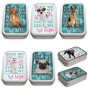 Personalised Tobacco Tin Dog Breed 2oz Smoking Baccy Strage Pill Box Pet Treat - Picture 1 of 180