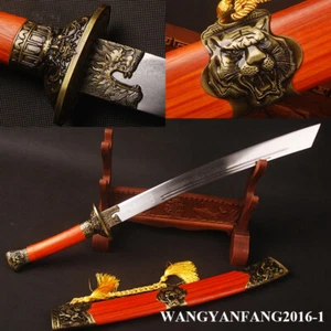 33'' Dragon&Tiger Broadsword Redwood Folded Steel Traditional Chinese Sword Dao刀 - Picture 1 of 12