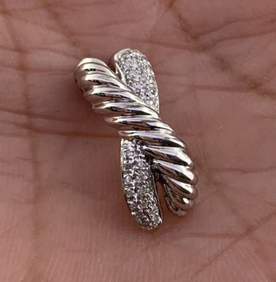 Diamond Love Cable X Shaped Pendant 0.10 Tcw by Olivia in Sterling Silver - Image 1 of 4