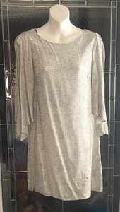 H&M cremeweiß schwarz/braun gepunktet abstrakt Boho Tunika offene Ärmel Gr. 2 - Bild 1 von 8
