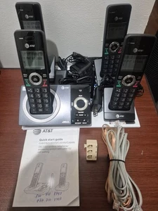 AT&T CL82419 BLACK CORDLESS PHONE & ANSWERING SYSTEM WITH 1 BASE PLUS 4 HANDSETS - Picture 1 of 5