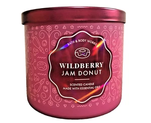 WILDBERRY JAM DONUT CANDLE 14.5 OZ 3 WICK BATH BODY WORKS WHITE BARN FUSHIA X 1 - Picture 1 of 3