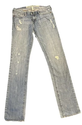 Pantalones de mezclilla Abercrombie para niñas talla 16 DELGADOS pierna recta tiro bajo hilos brillantes Foto 1 de 4