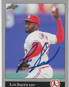 Tarjeta autografiada personalmente Lee Smith de los Cardenales de San Luis/Salón de la Fama del Béisbol - Imagen 1 de 1
