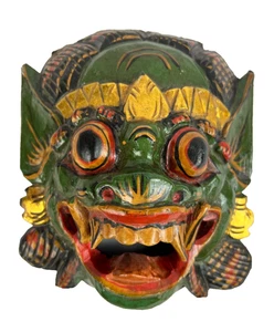 Máscara de mono de madera balinesa vintage barong tallada a mano Indonesia colorida - Imagen 1 de 7