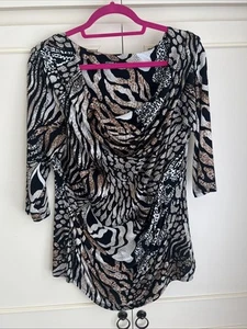 Roman Animal Print Cowl Neck Top - Picture 1 of 11