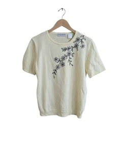 Vintage Draper's & Damon's Butter Yellow Floral Embroidered Top. Size P Large - Picture 1 of 7